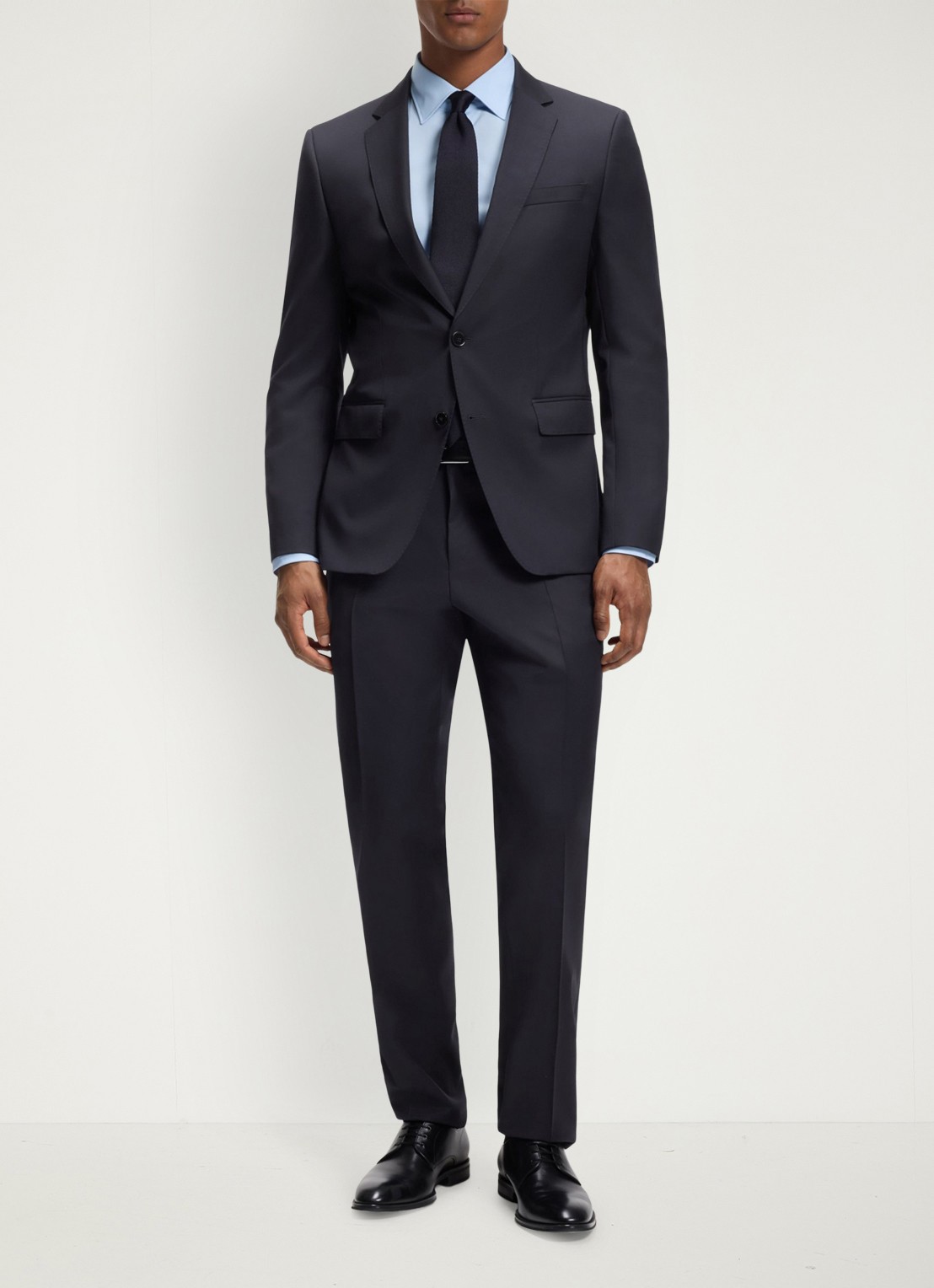 BOSS Slim-fit overhemd in gemakkelijk te strijken katoenen popeline met stretch - voorkant 6 light/pastel blue-452 / blauw