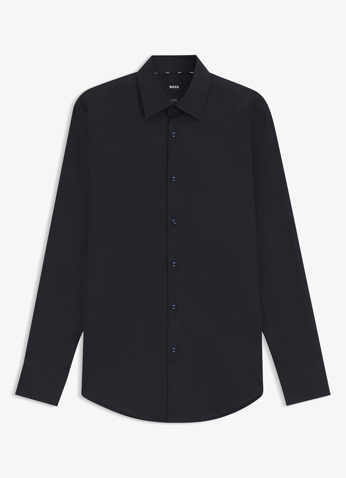 BOSS Slim-fit overhemd in gemakkelijk te strijken katoenen popeline met stretch - voorkant 4 dark blue-404 / blauw