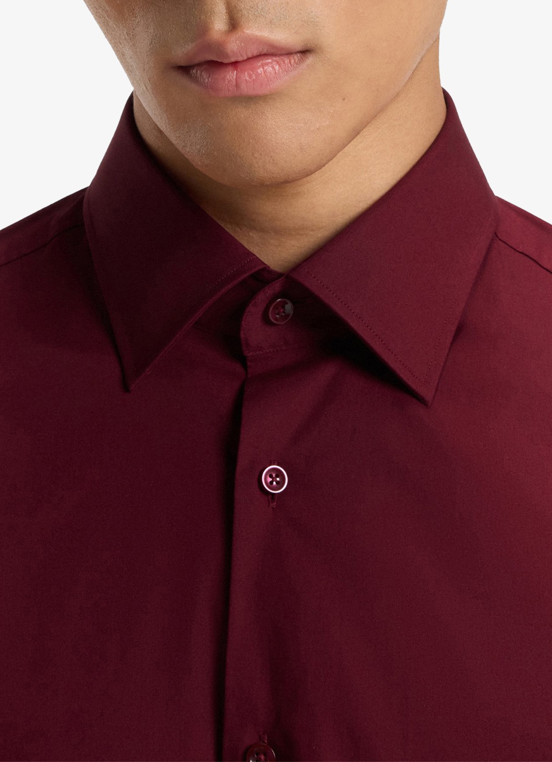 BOSS Slim-fit overhemd in gemakkelijk te strijken katoenen popeline met stretch - detail 3 dark red-602 / rood