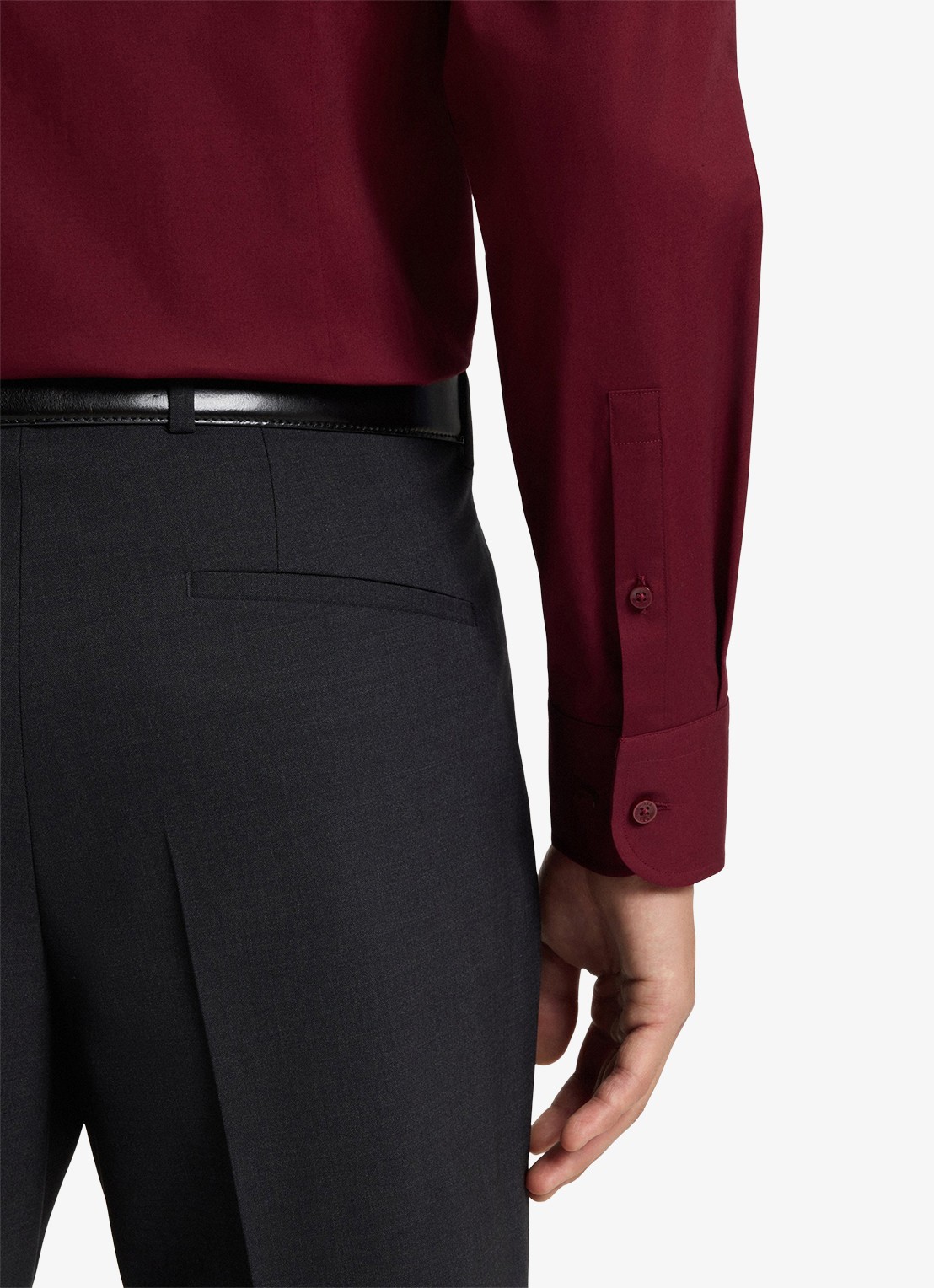 BOSS Slim-fit overhemd in gemakkelijk te strijken katoenen popeline met stretch - detail 4 dark red-602 / rood