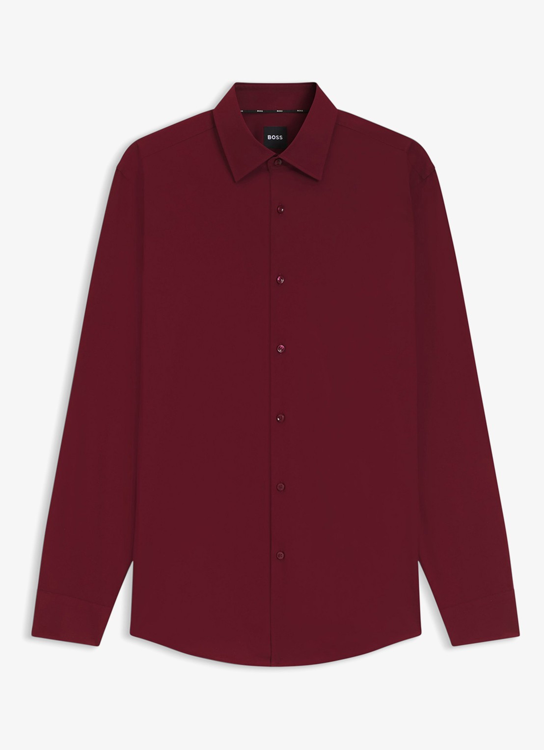 BOSS Slim-fit overhemd in gemakkelijk te strijken katoenen popeline met stretch - voorkant 5 dark red-602 / rood