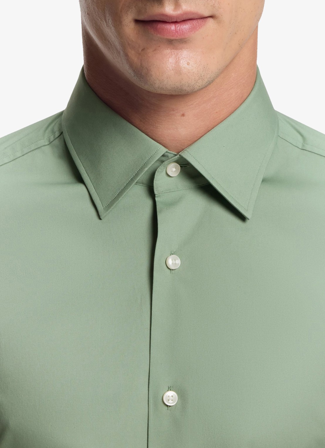 BOSS Slim-fit overhemd in gemakkelijk te strijken katoenen popeline met stretch - detail 5 open green-373 / groen