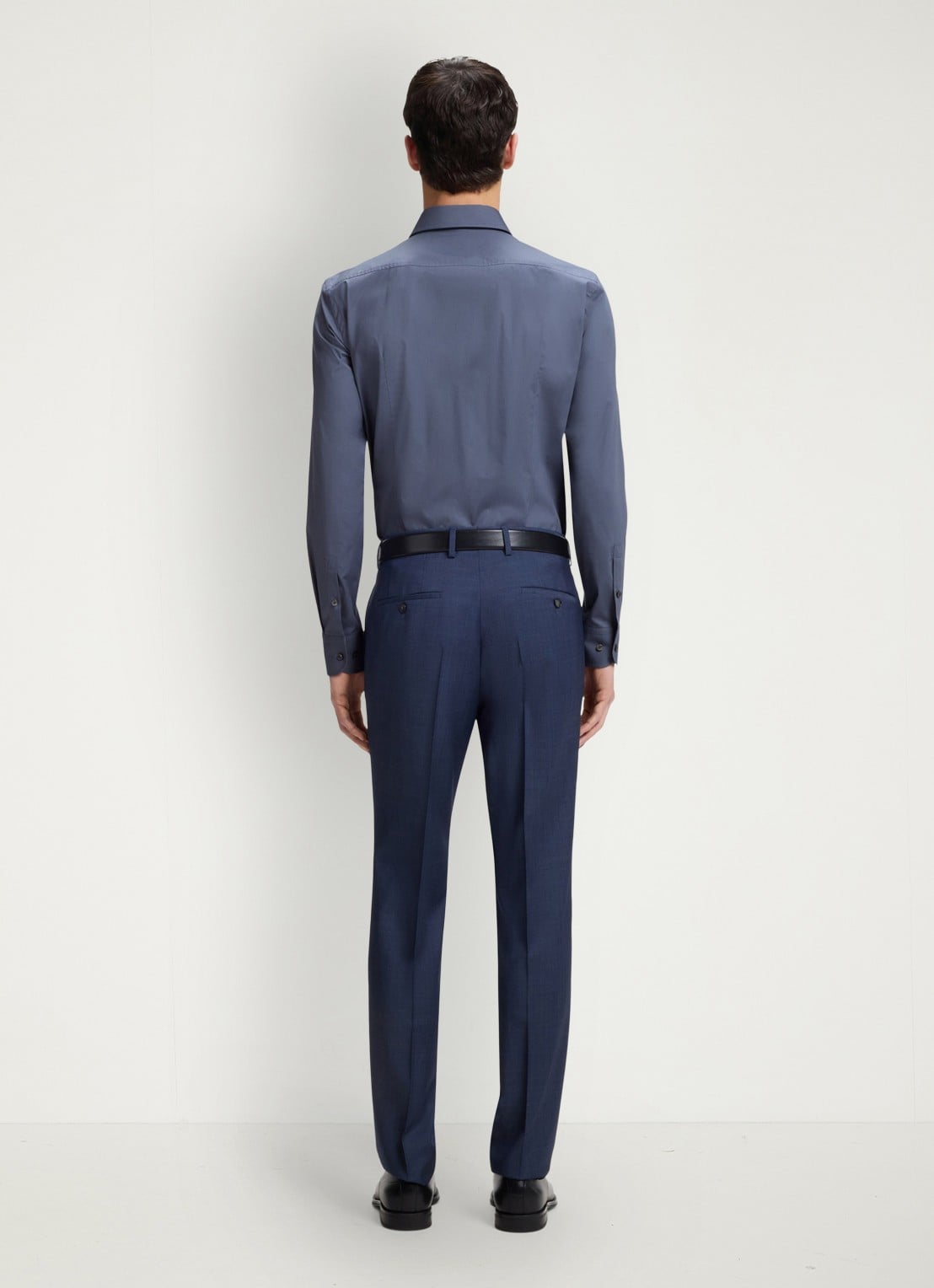 BOSS Slim-fit overhemd in gemakkelijk te strijken katoenen popeline met stretch - achterkant open blue-466 / blauw