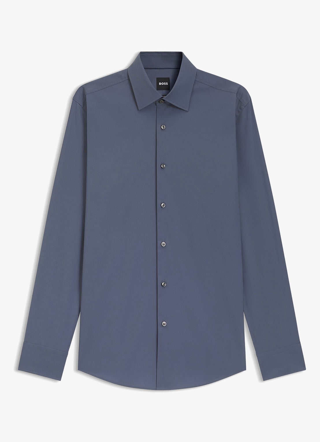 BOSS Slim-fit overhemd in gemakkelijk te strijken katoenen popeline met stretch - voorkant 2 open blue-466 / blauw