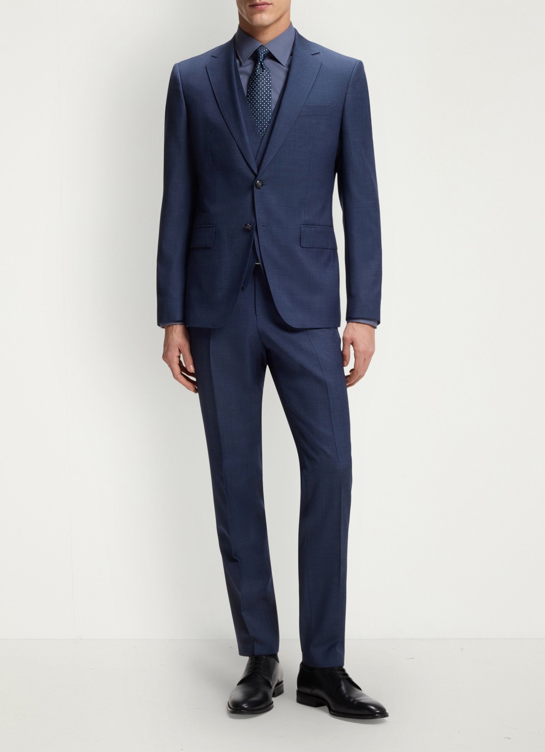 BOSS Slim-fit overhemd in gemakkelijk te strijken katoenen popeline met stretch - voorkant 3 open blue-466 / blauw