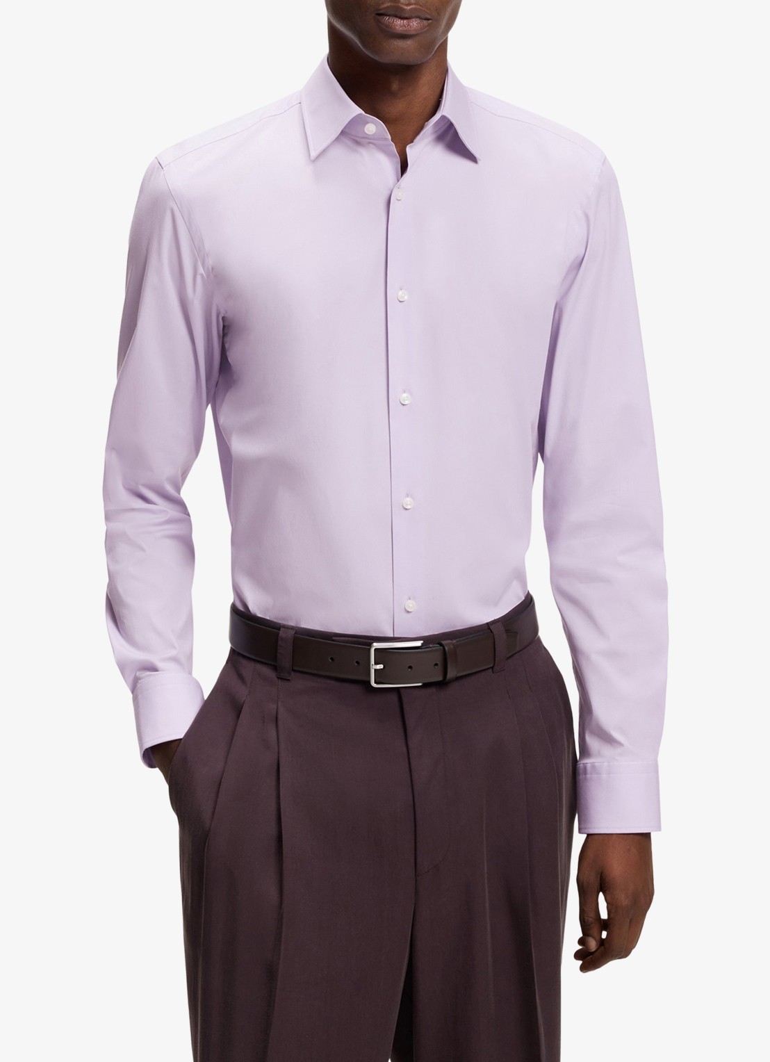 BOSS Slim-fit overhemd in gemakkelijk te strijken katoenen popeline met stretch - detail 2 light/pastel purple-533 / paars