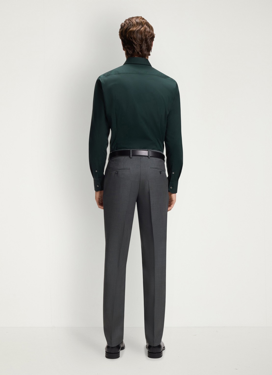 BOSS Slim-fit overhemd in gemakkelijk te strijken katoenen popeline met stretch - achterkant 4 open green-350 / groen