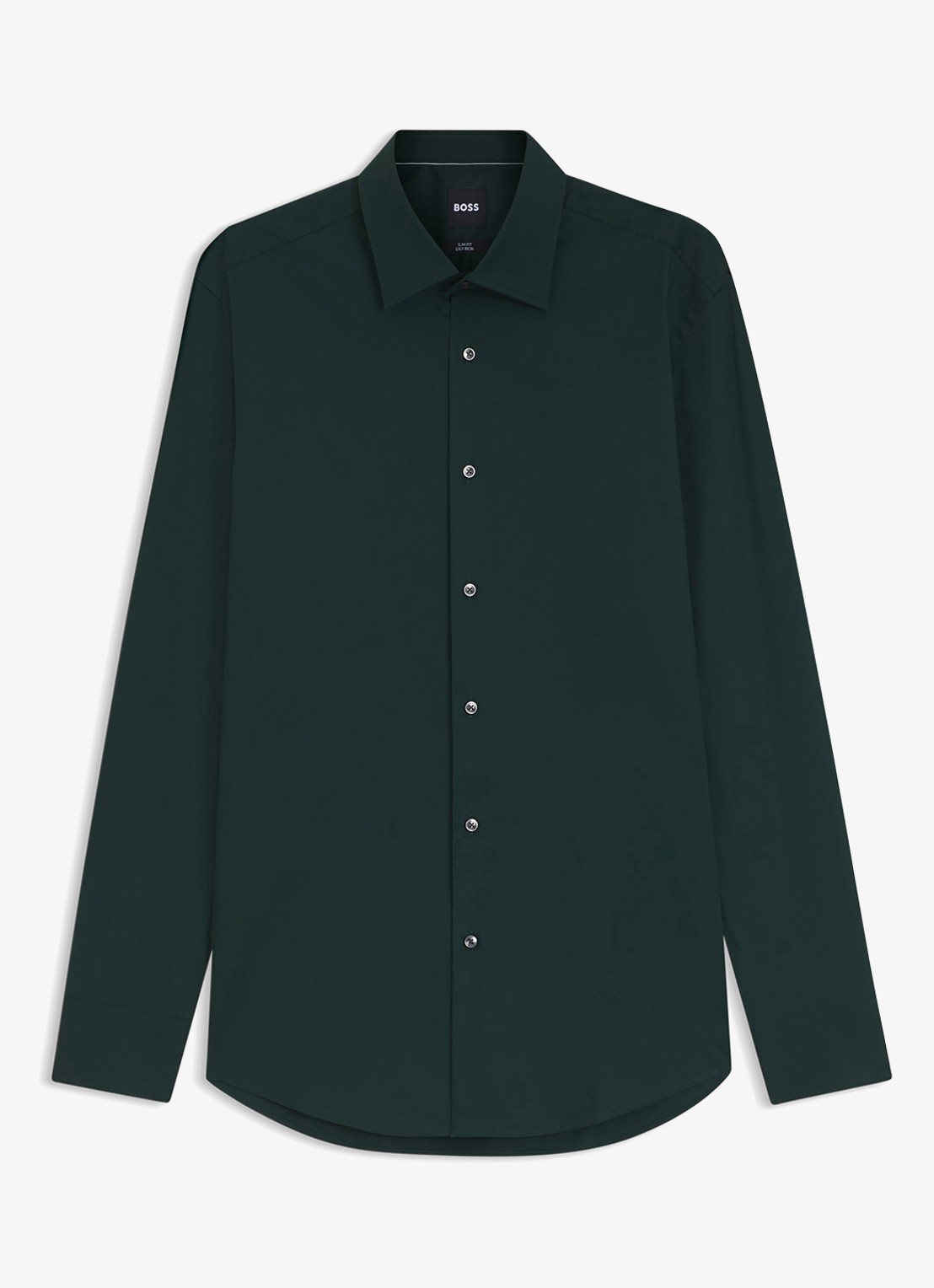 BOSS Slim-fit overhemd in gemakkelijk te strijken katoenen popeline met stretch - voorkant 5 open green-350 / groen