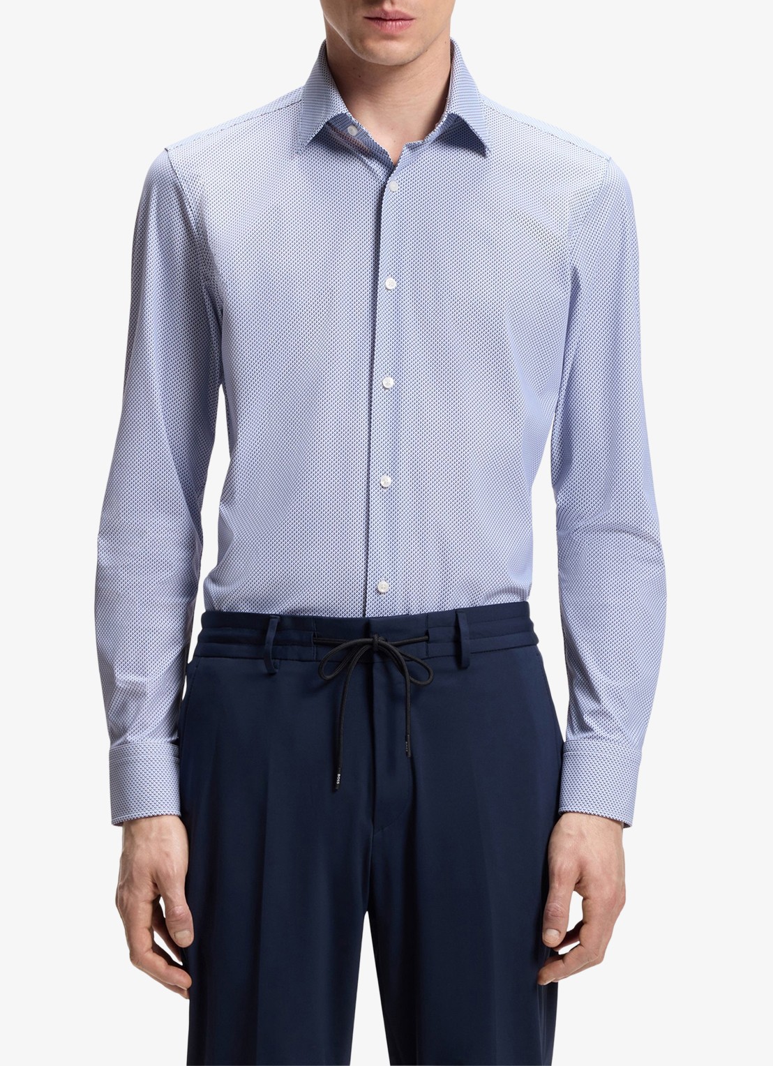 BOSS Slim fit overhemd met grafische print - detail 3 light/pastel blue-452 / lichtblauw
