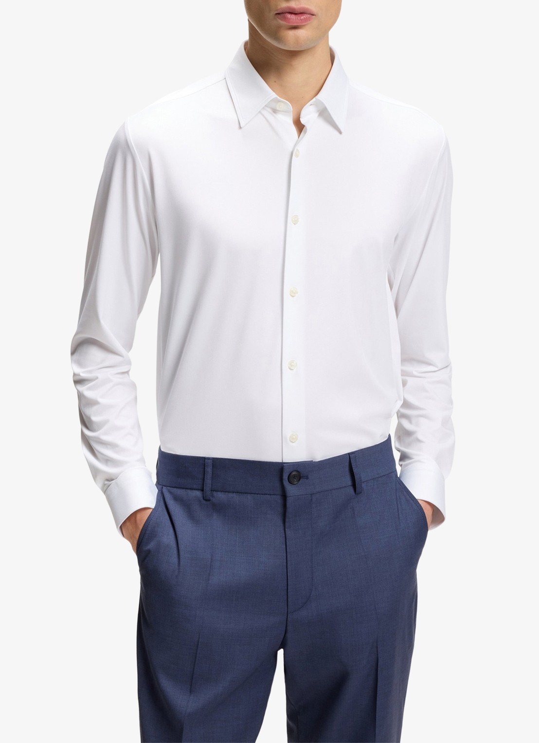 BOSS Slim fit overhemd met kent kraag - detail 4 wit