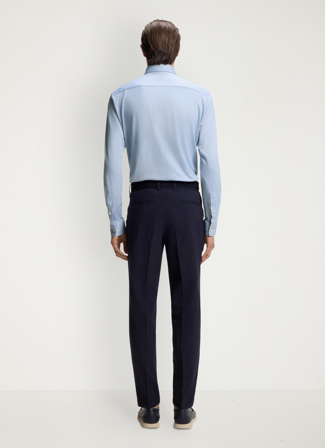 BOSS Slim fit overhemd met kent kraag - achterkant lichtblauw