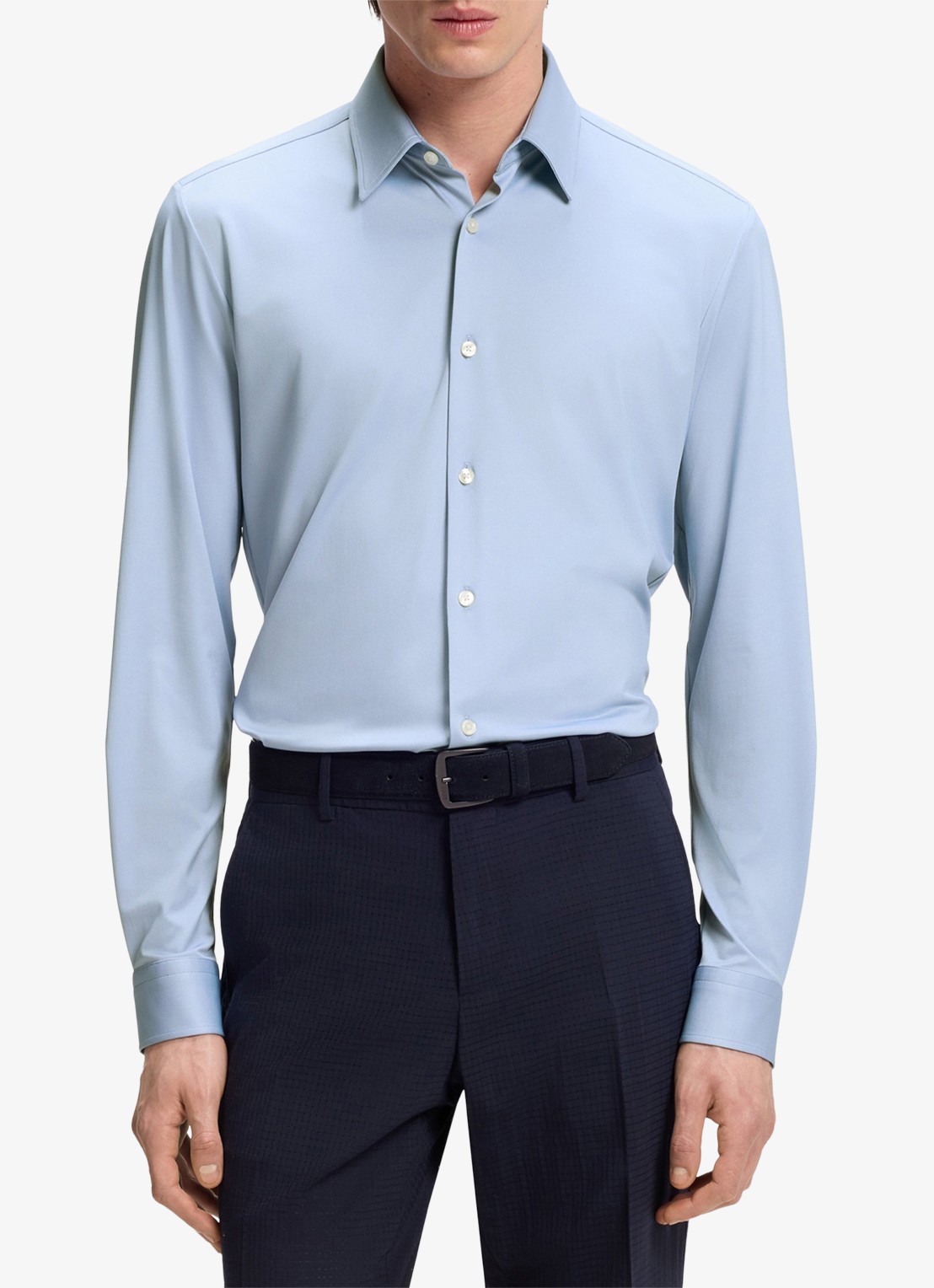 BOSS Slim fit overhemd met kent kraag - detail 4 lichtblauw