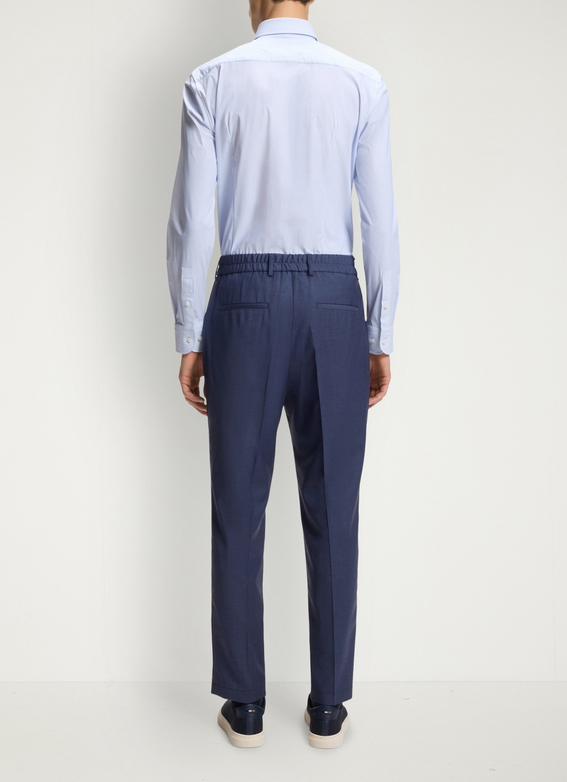 BOSS Slim fit overhemd met kent kraag - achterkant lichtblauw