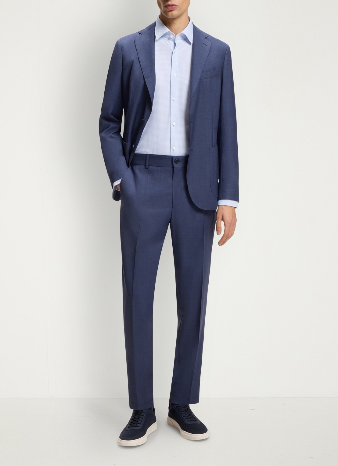 BOSS Slim fit overhemd met kent kraag - voorkant 6 lichtblauw