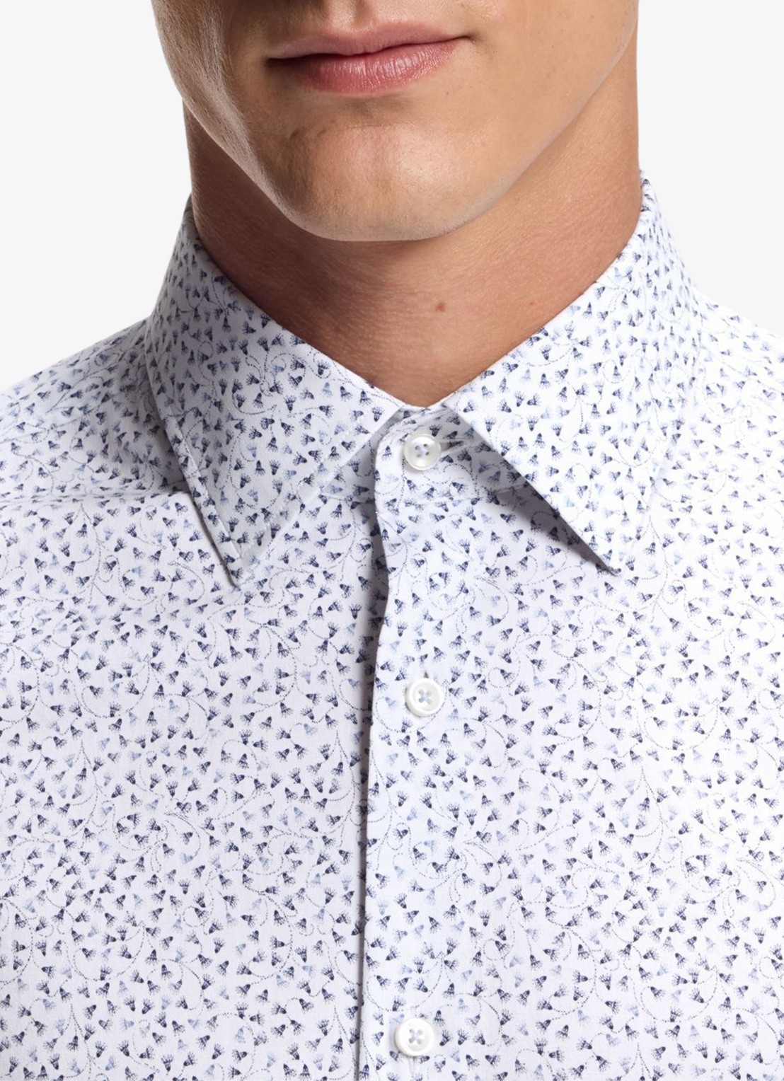 BOSS Slim fit overhemd met print - detail 2 middenblauw