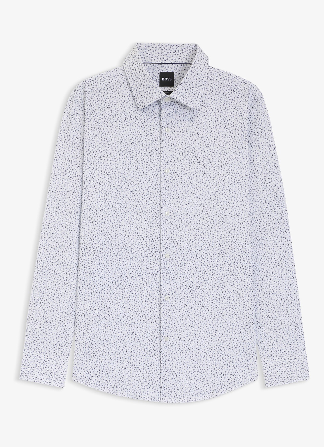 BOSS Slim fit overhemd met print - voorkant 5 middenblauw