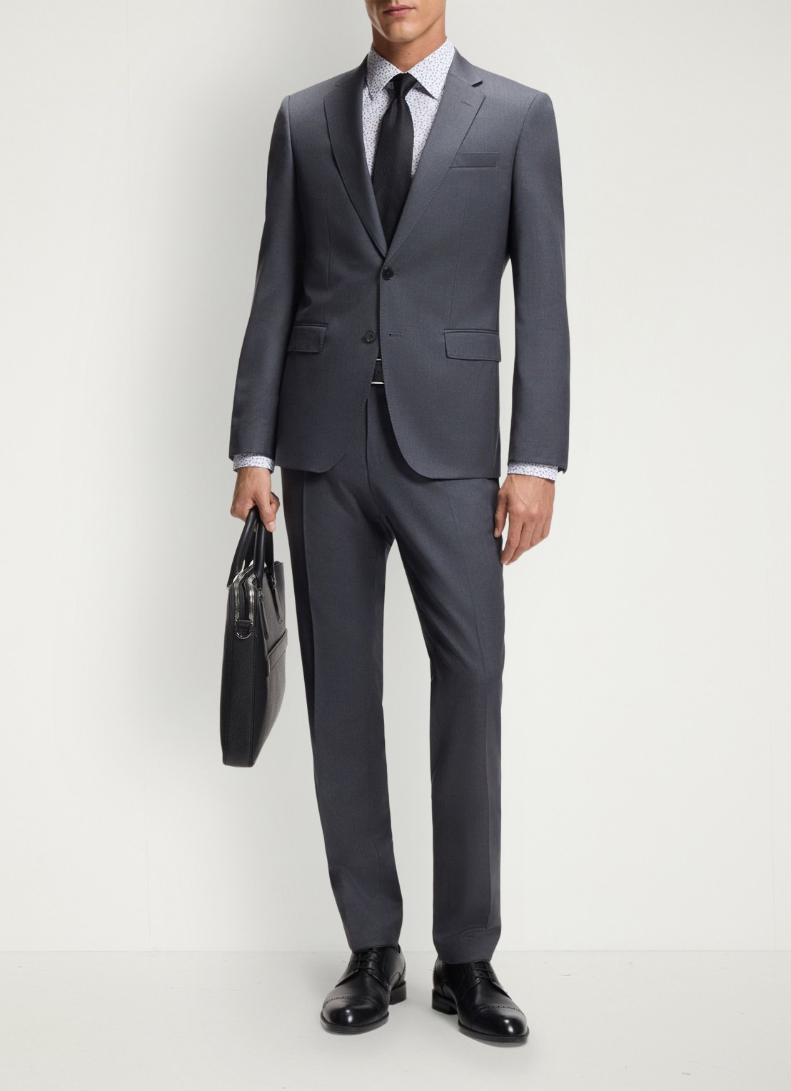 BOSS Slim fit overhemd met print - voorkant 6 middenblauw