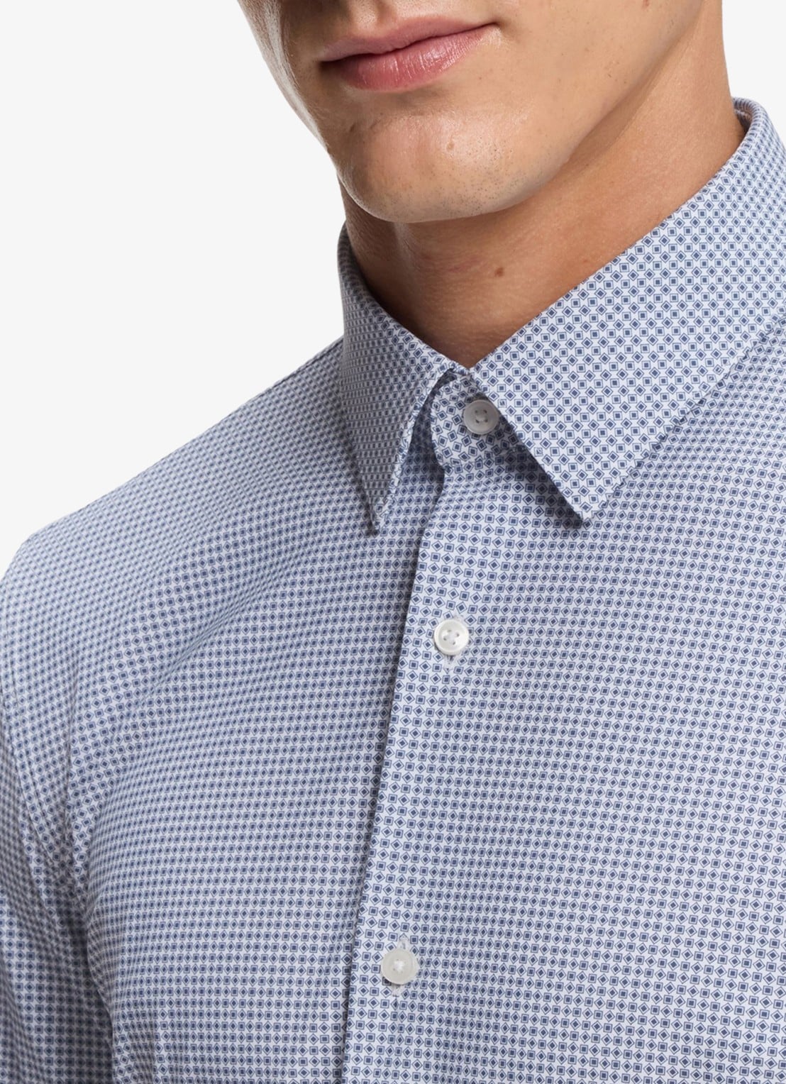 BOSS Slim fit overhemd met print - detail 3 donkerblauw