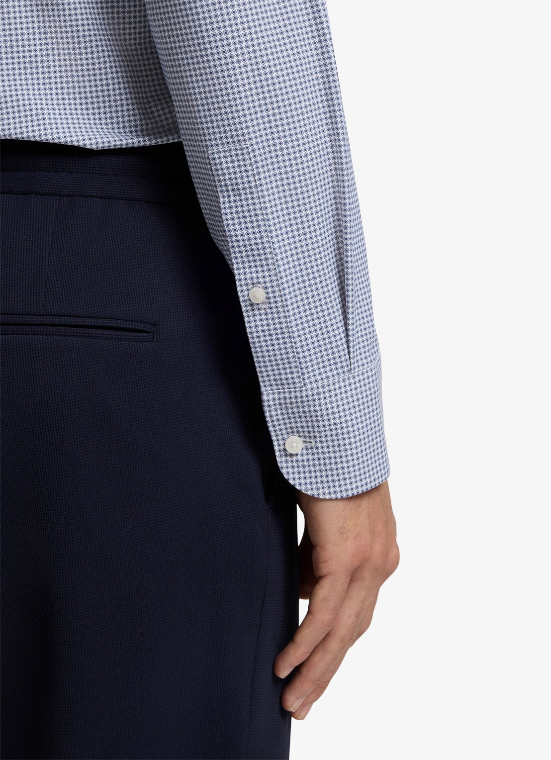 BOSS Slim fit overhemd met print - detail 4 donkerblauw