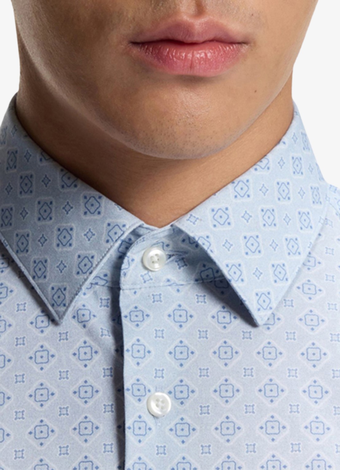 BOSS Slim-fit overhemd met print - detail 3 lichtblauw