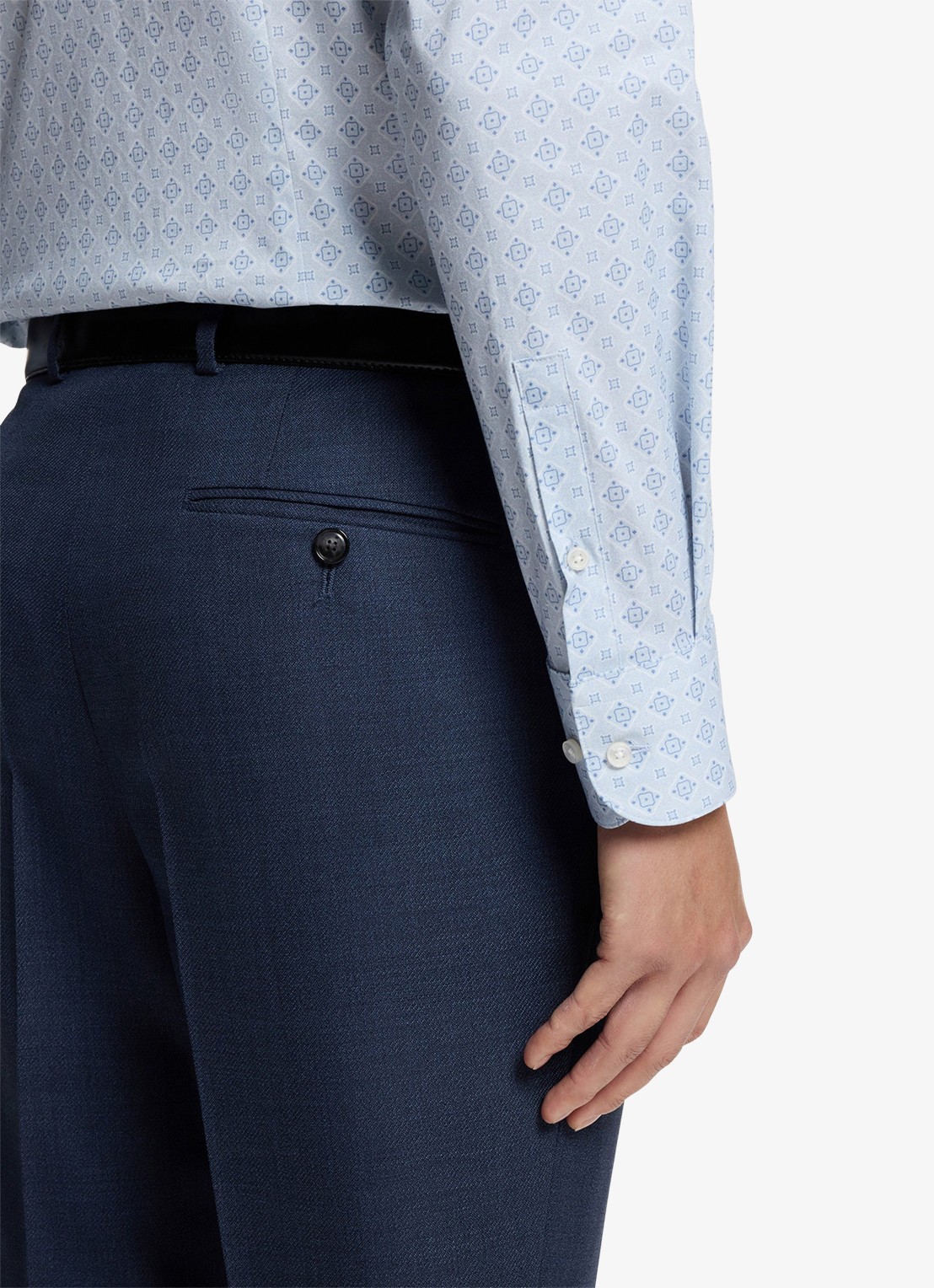 BOSS Slim-fit overhemd met print - detail 4 lichtblauw