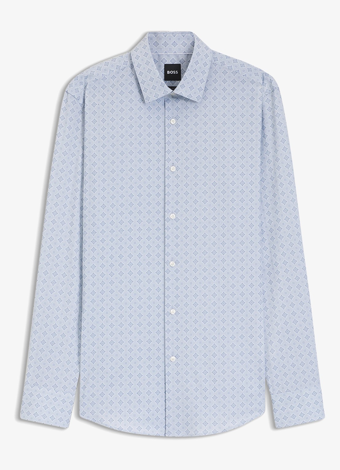 BOSS Slim-fit overhemd met print - voorkant 6 lichtblauw