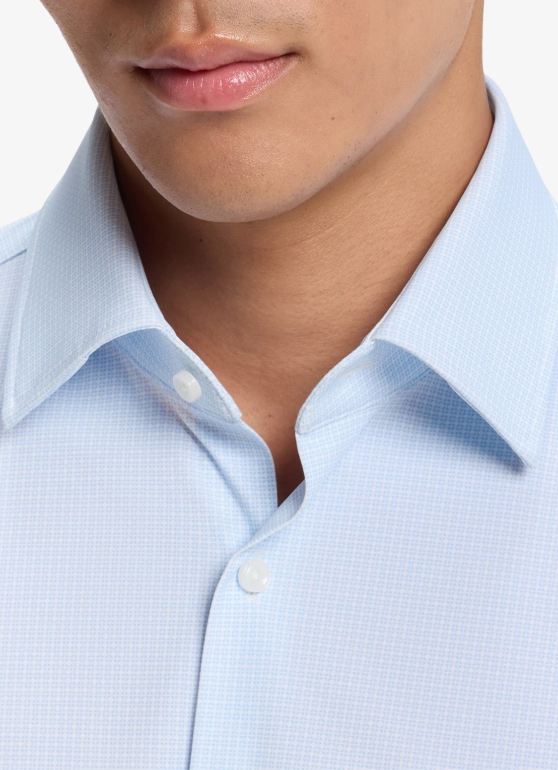 BOSS Slim fit overhemd met ruit dessin - detail 2 lichtblauw