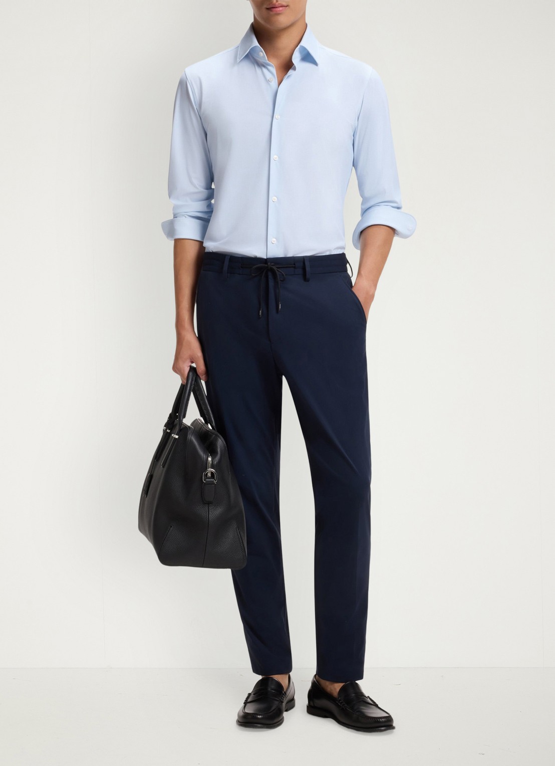 BOSS Slim fit overhemd met ruit dessin - voorkant 6 lichtblauw