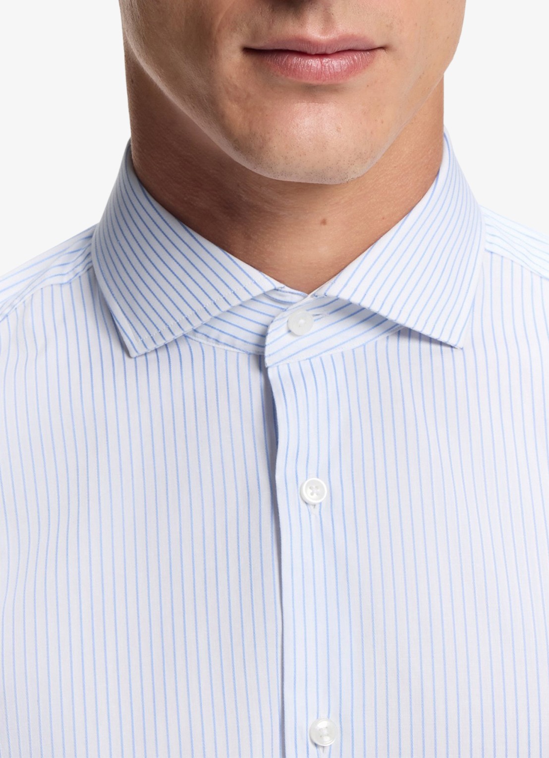 BOSS Slim fit overhemd met streepprint  - detail 4 lichtblauw
