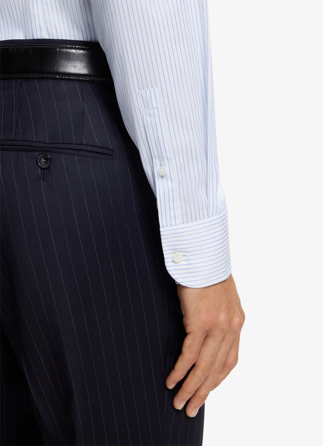 BOSS Slim fit overhemd met streepprint  - detail 5 lichtblauw
