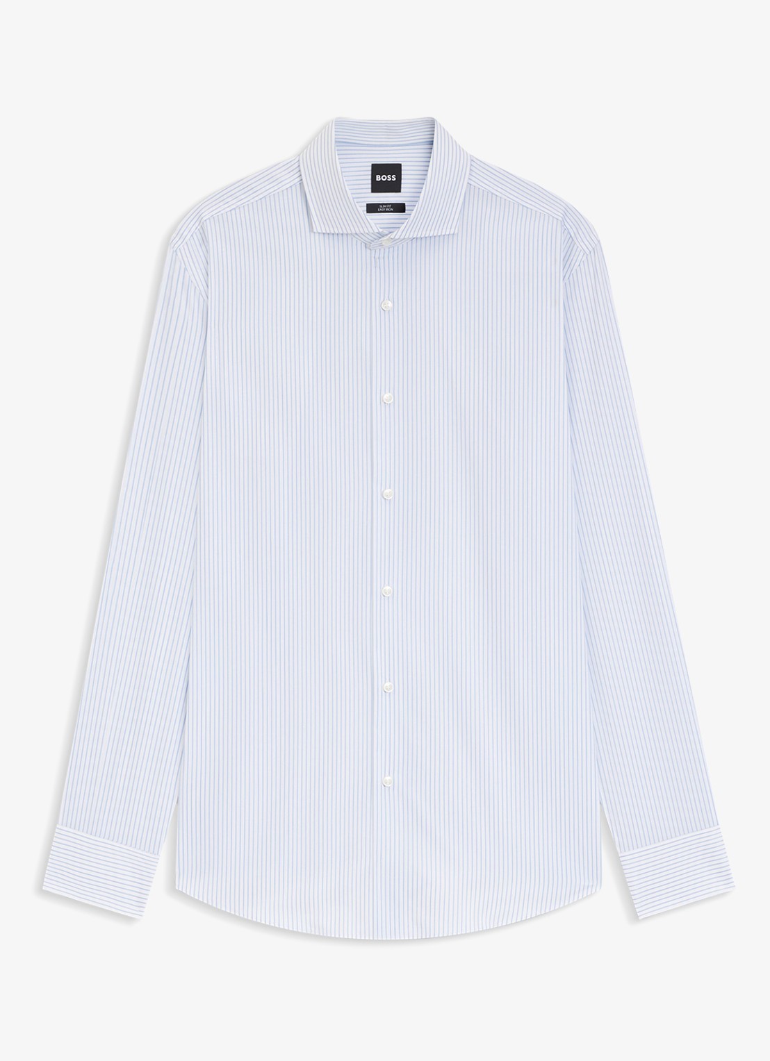 BOSS Slim fit overhemd met streepprint  - voorkant lichtblauw