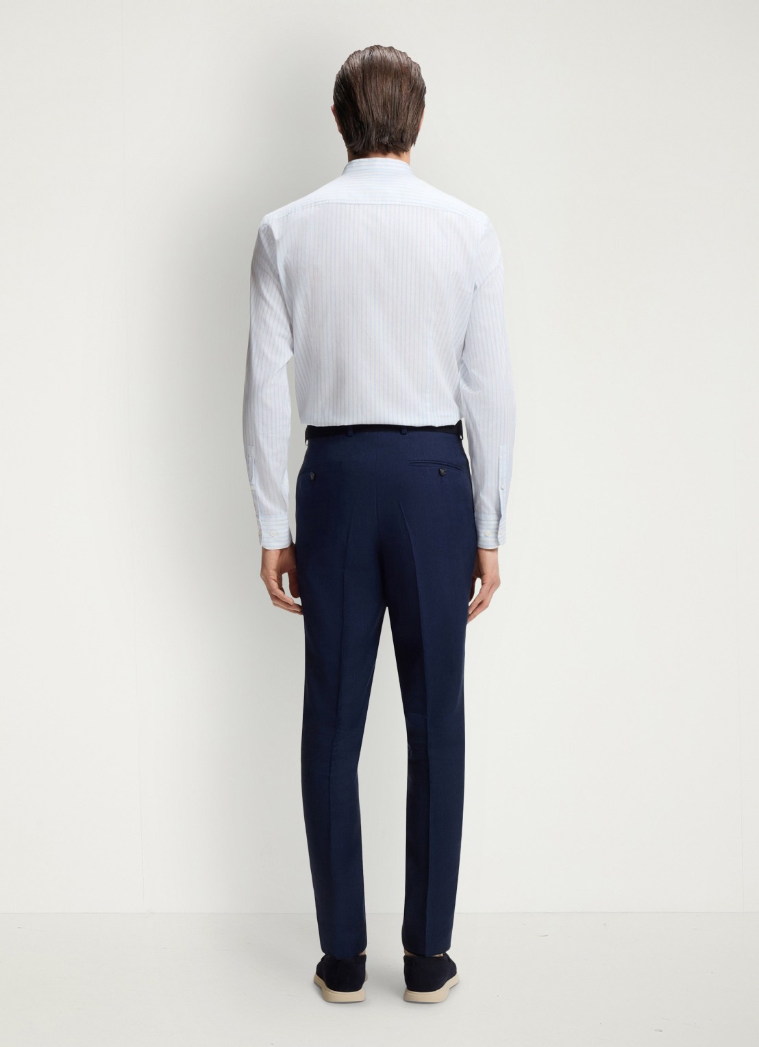 BOSS Slim fit overhemd met streepprint - achterkant 3 lichtblauw