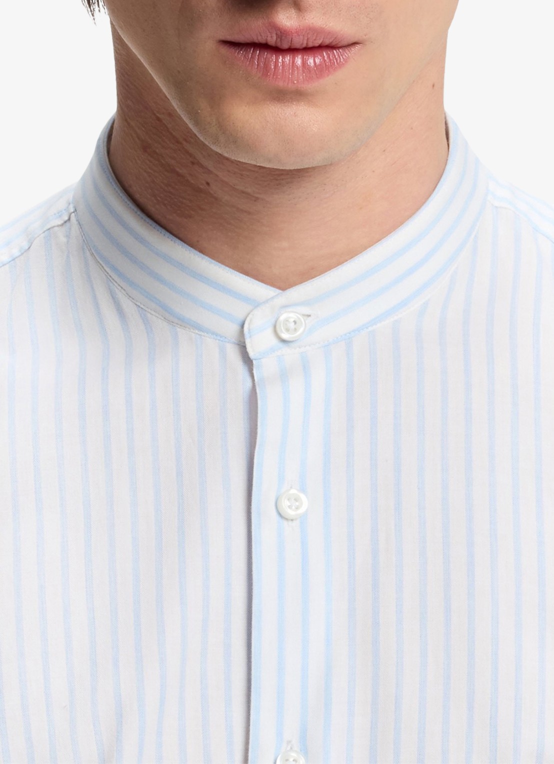 BOSS Slim fit overhemd met streepprint - detail 5 lichtblauw
