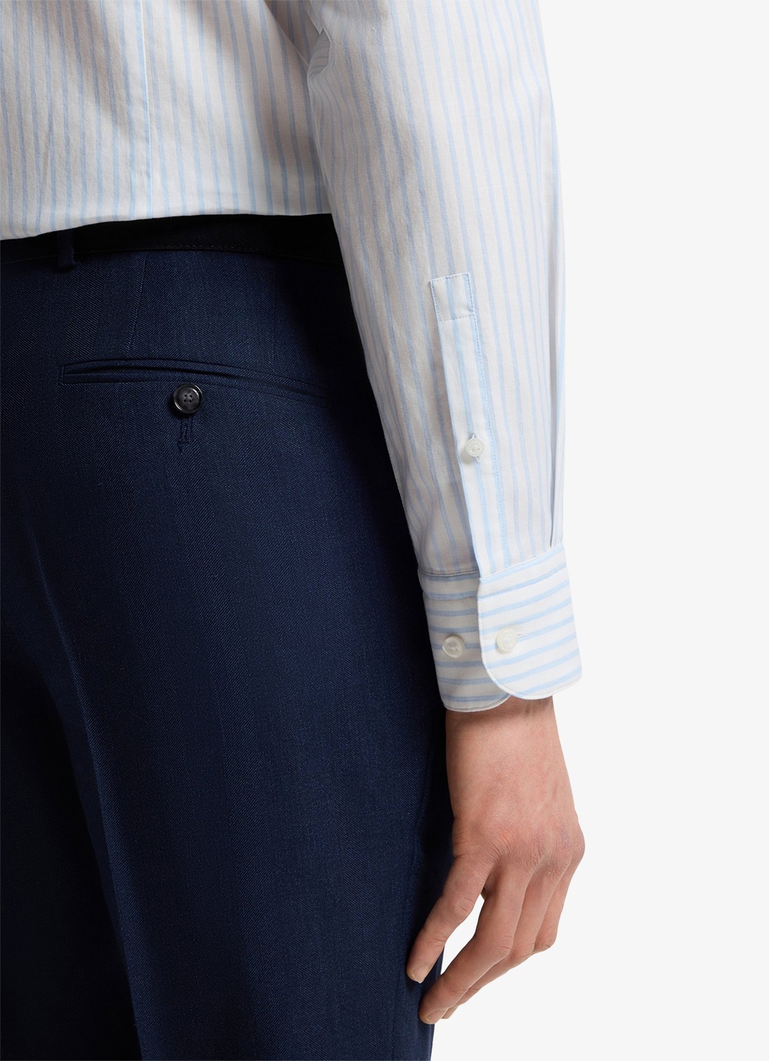 BOSS Slim fit overhemd met streepprint - detail 6 lichtblauw