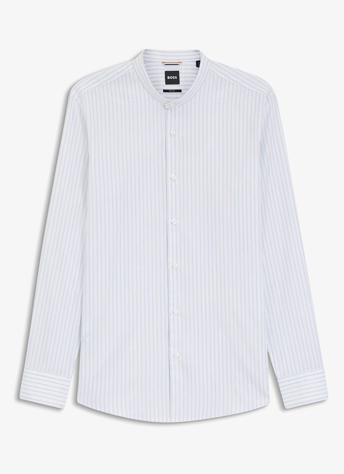 BOSS Slim fit overhemd met streepprint - voorkant lichtblauw