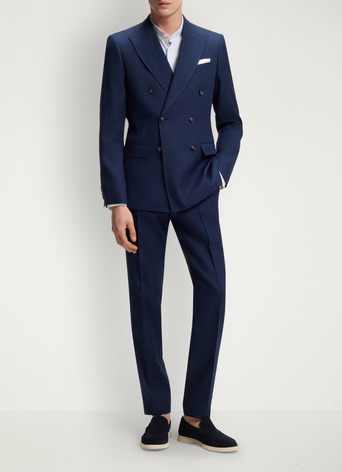 BOSS Slim fit overhemd met streepprint - voorkant 2 lichtblauw