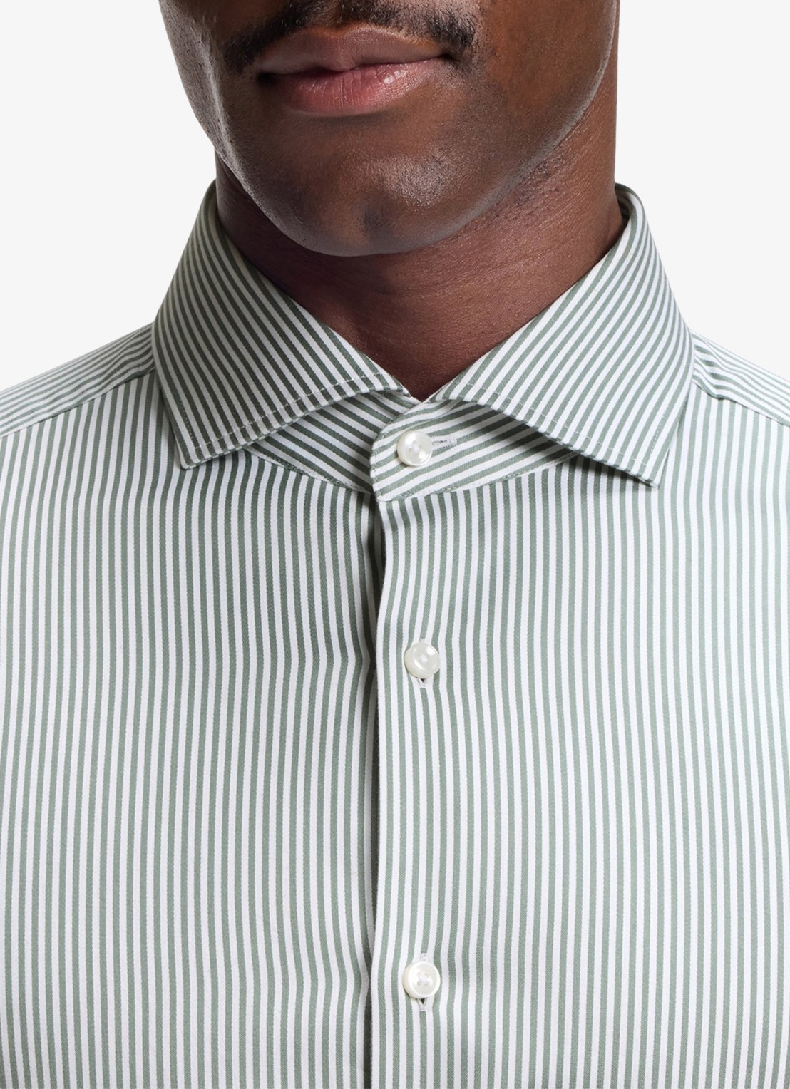 BOSS Slim fit overhemd met streepprint - detail 5 lichtgroen