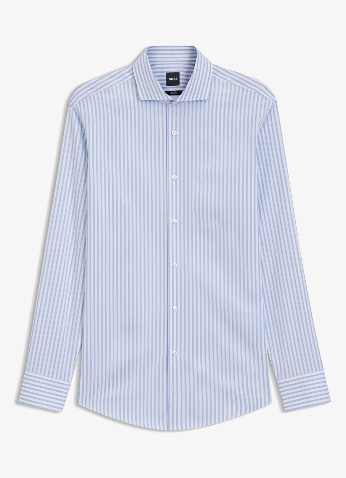 BOSS Slim fit overhemd met streepprint - voorkant lichtblauw