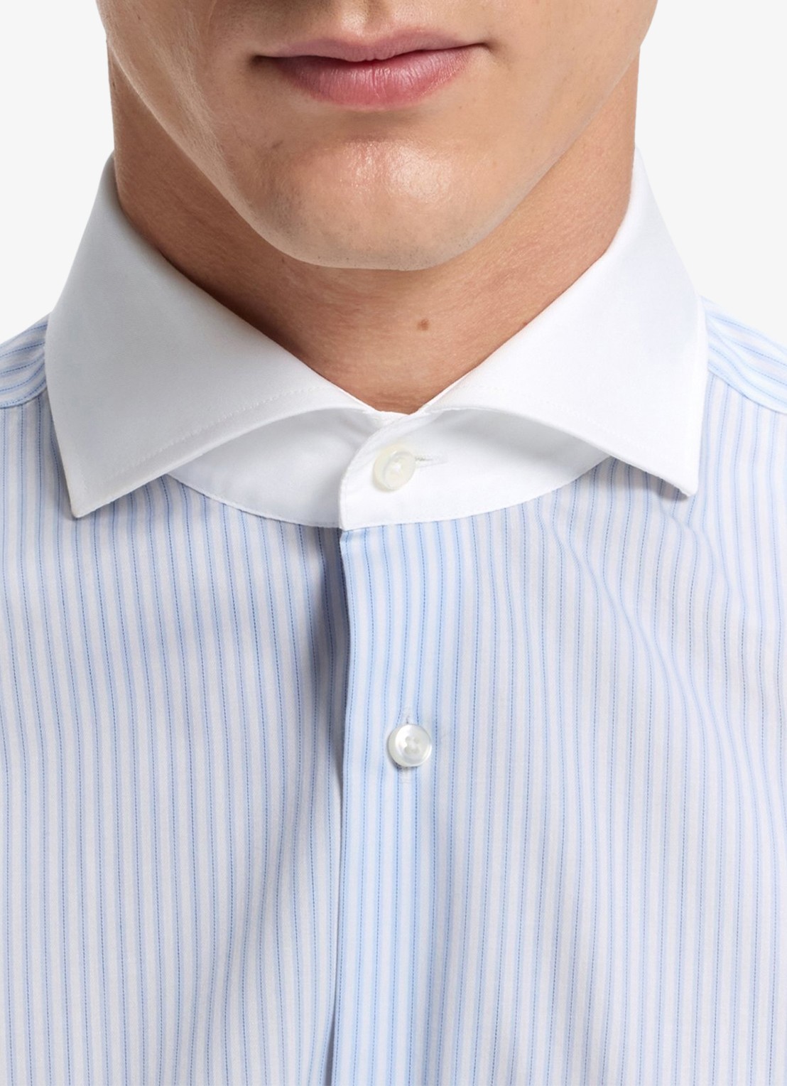 BOSS Slim fit overhemd met streepprint - detail 2 lichtblauw