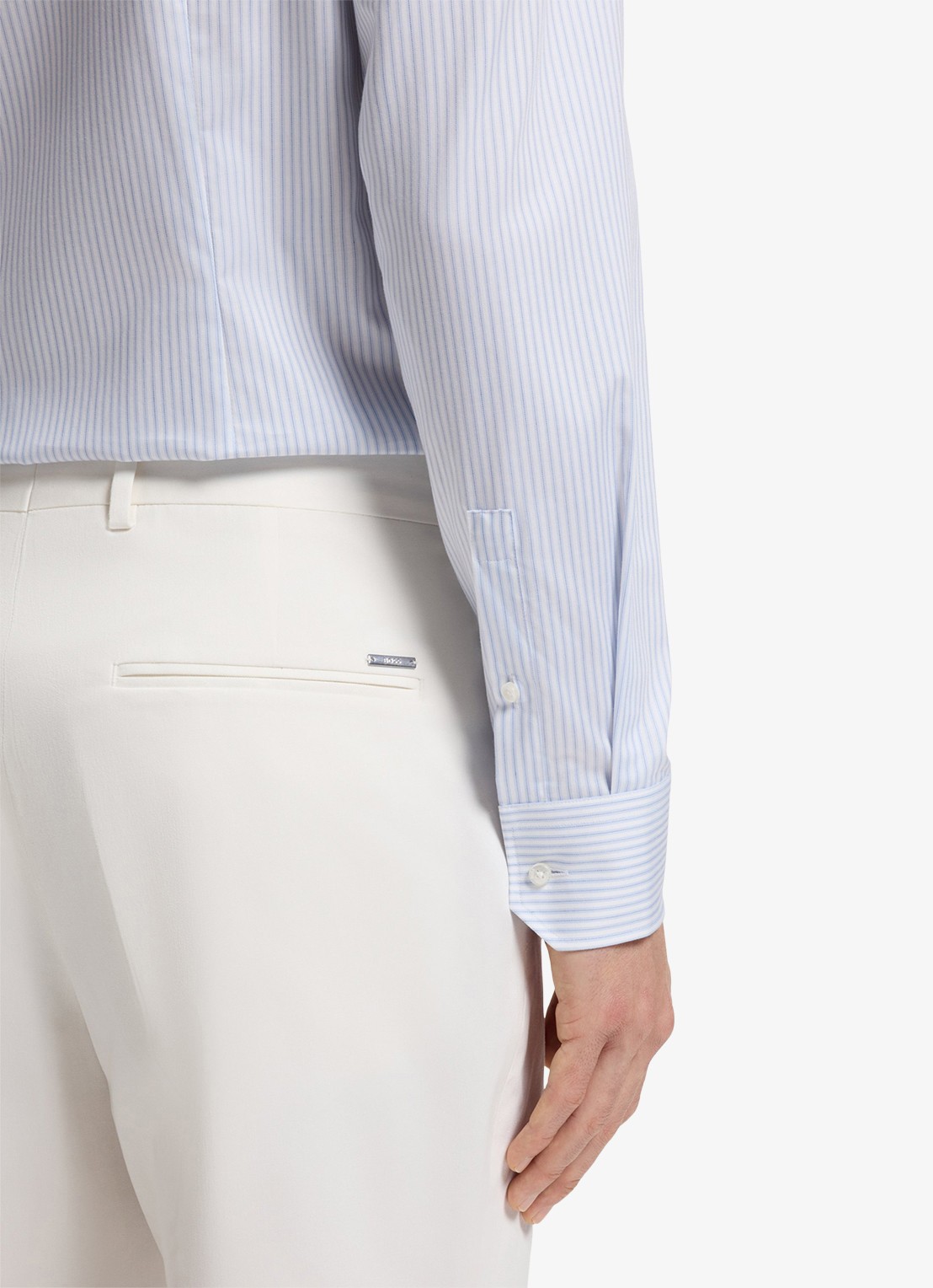 BOSS Slim fit overhemd met streepprint - detail 3 lichtblauw
