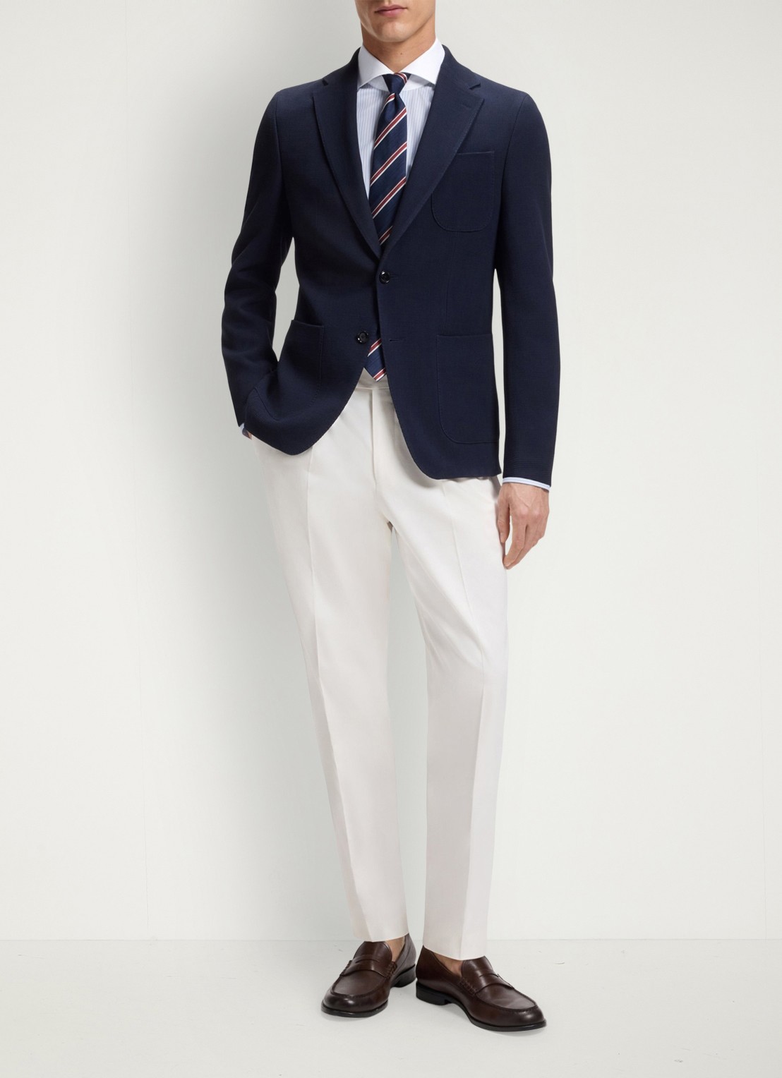 BOSS Slim fit overhemd met streepprint - voorkant 6 lichtblauw