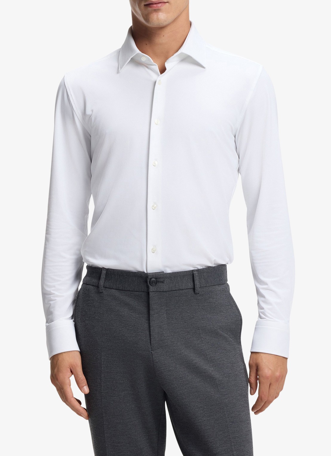BOSS Slim fit overhemd met stretch - detail 4 wit