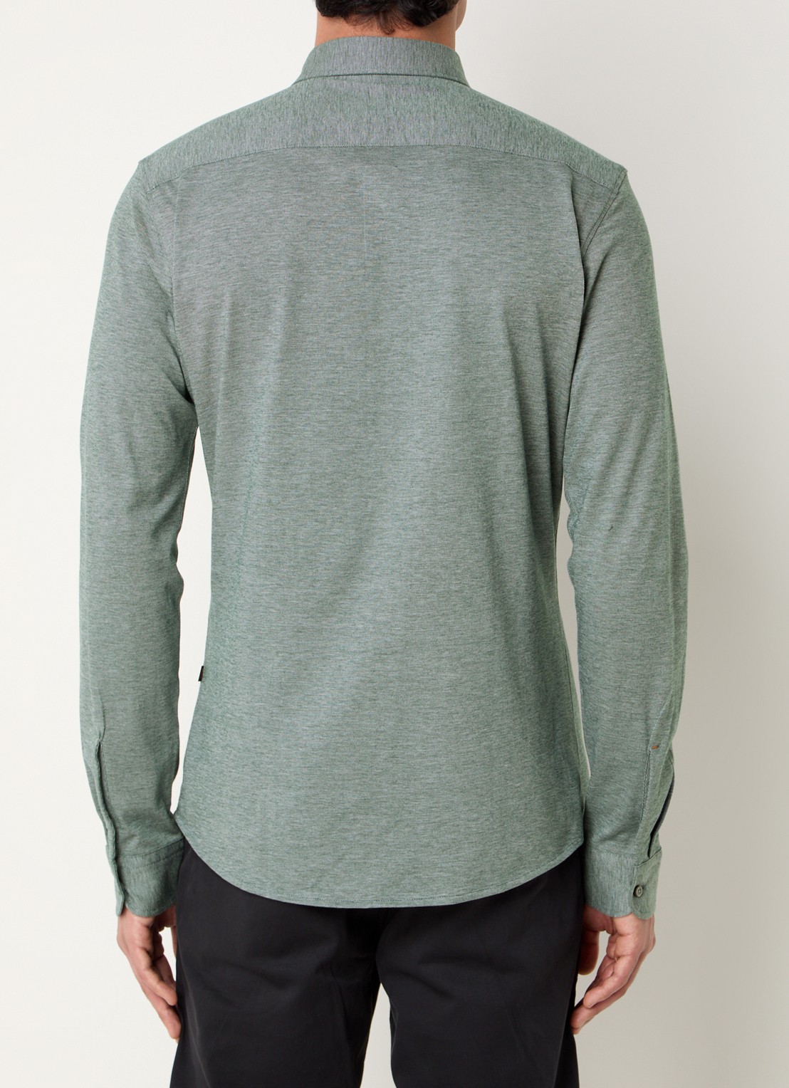 BOSS Slim-fit overhemd van gemêleerde katoenen jersey - achterkant 4 grijs
