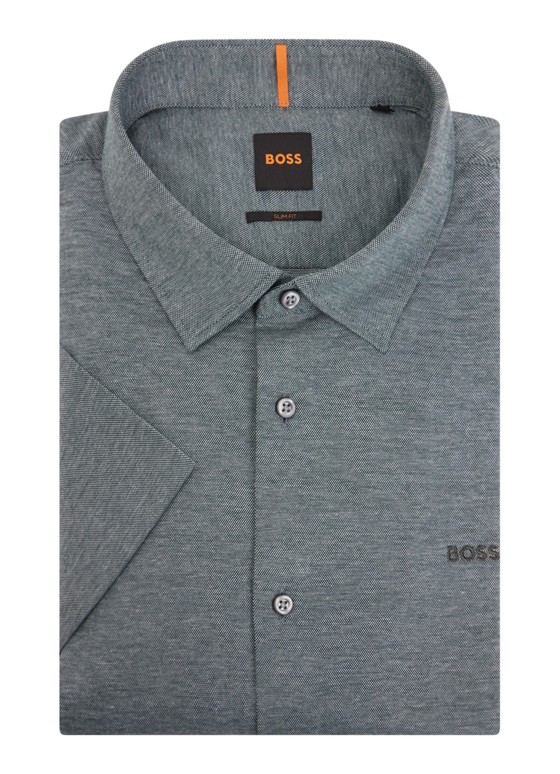 BOSS Slim-fit overhemd van gemêleerde katoenen jersey - voorkant 3 grijs