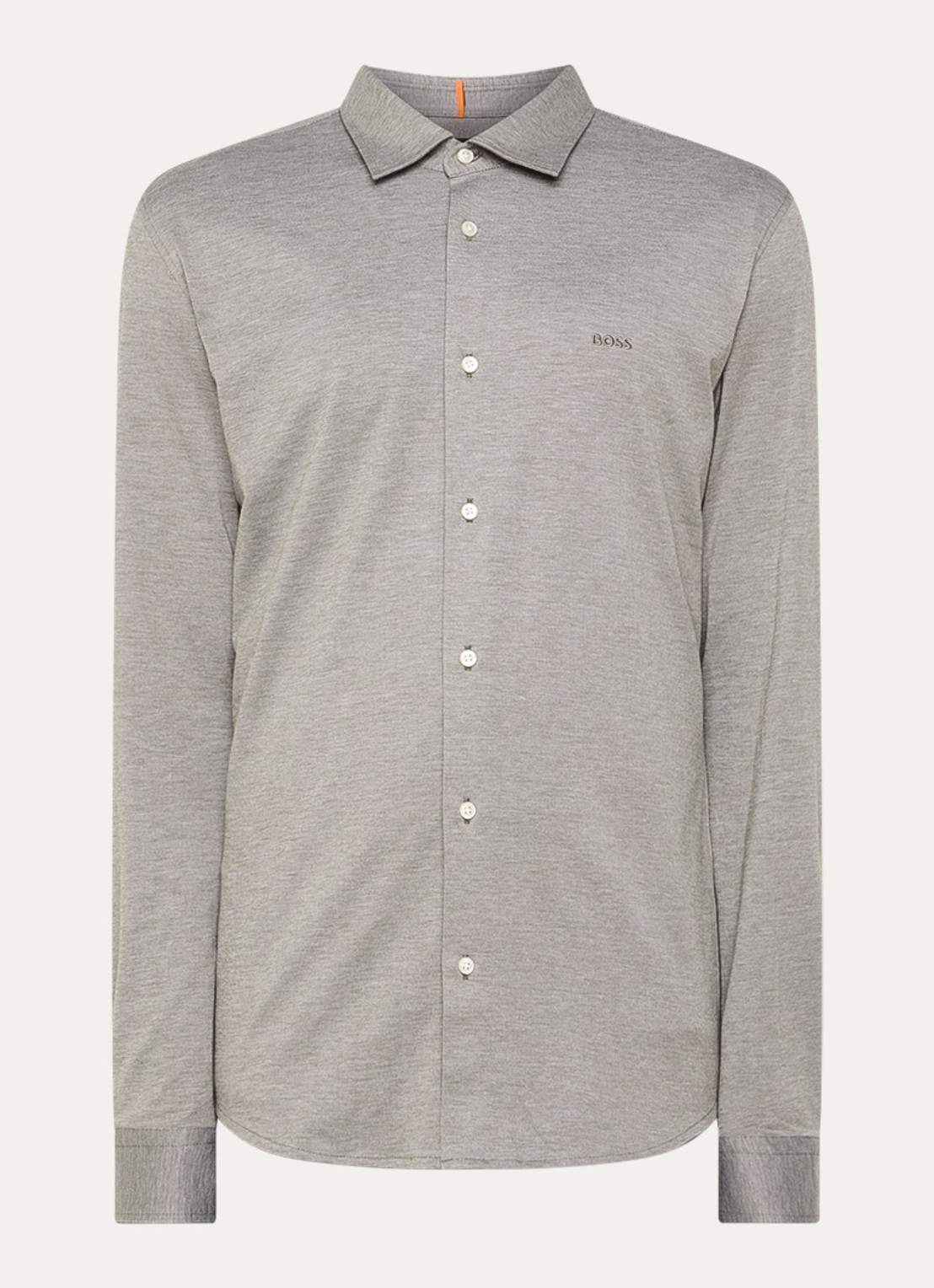 BOSS Slim-fit overhemd van gemêleerde katoenen jersey - voorkant 2 olijfgroen