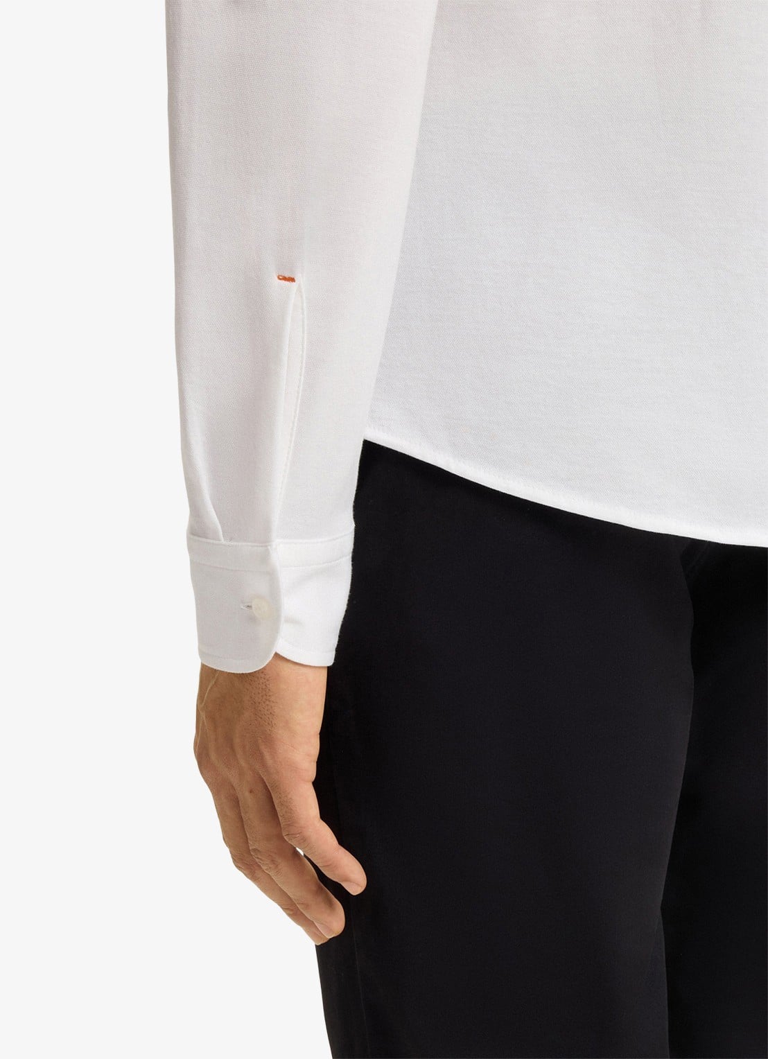 BOSS Slim-fit overhemd van gemêleerde katoenen jersey - detail 5 wit