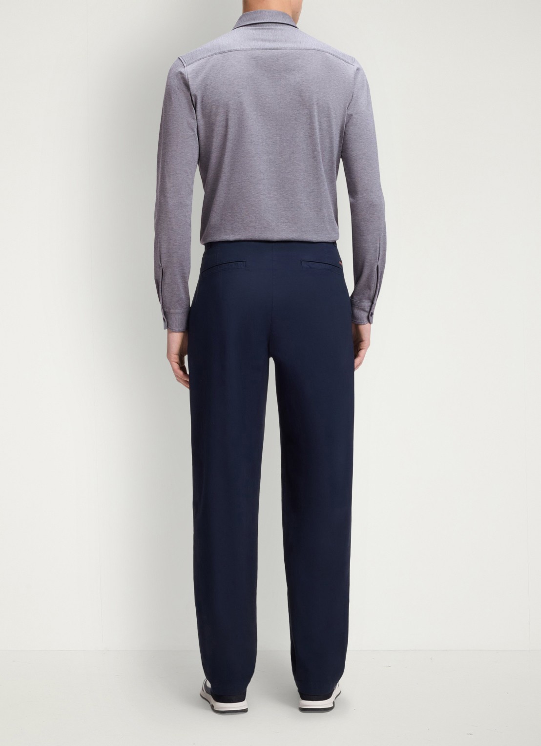 BOSS Slim-fit overhemd van gemêleerde katoenen jersey - achterkant donkerblauw 406
