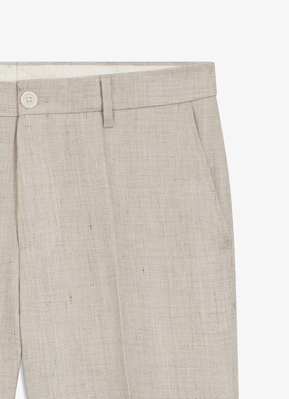 BOSS Slim fit pantalon in linnenblend met persplooi en steekzakken - detail 6 open grey-068 / grijs