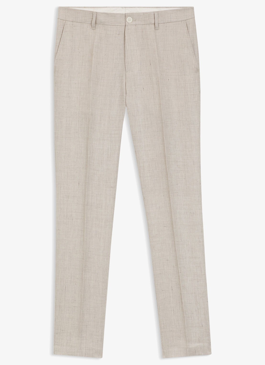 BOSS Slim fit pantalon in linnenblend met persplooi en steekzakken - voorkant 2 open grey-068 / grijs