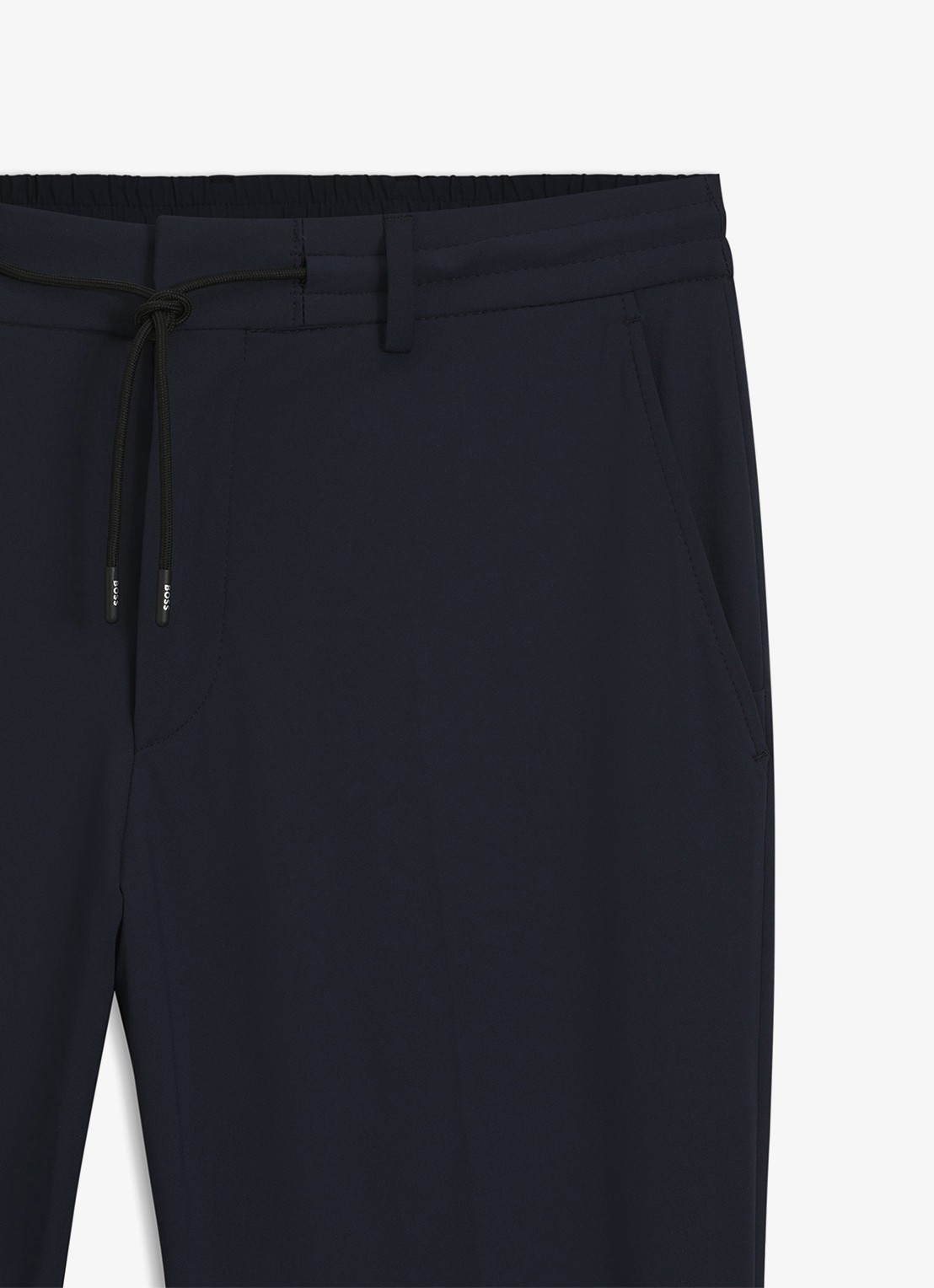 BOSS Slim fit pantalon met trekkoord - detail 5 donkerblauw